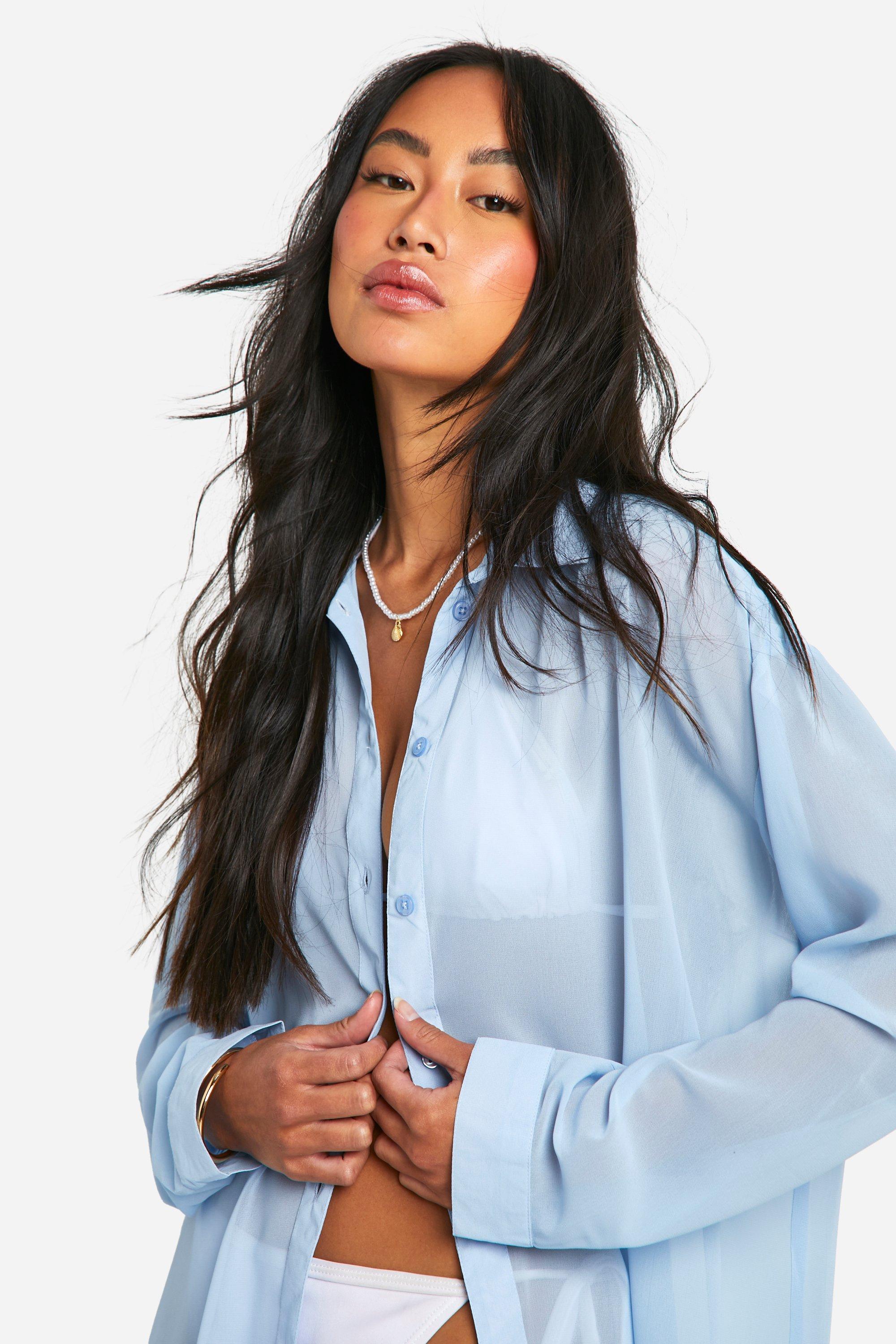 Chiffon Button Up Beach Shirt